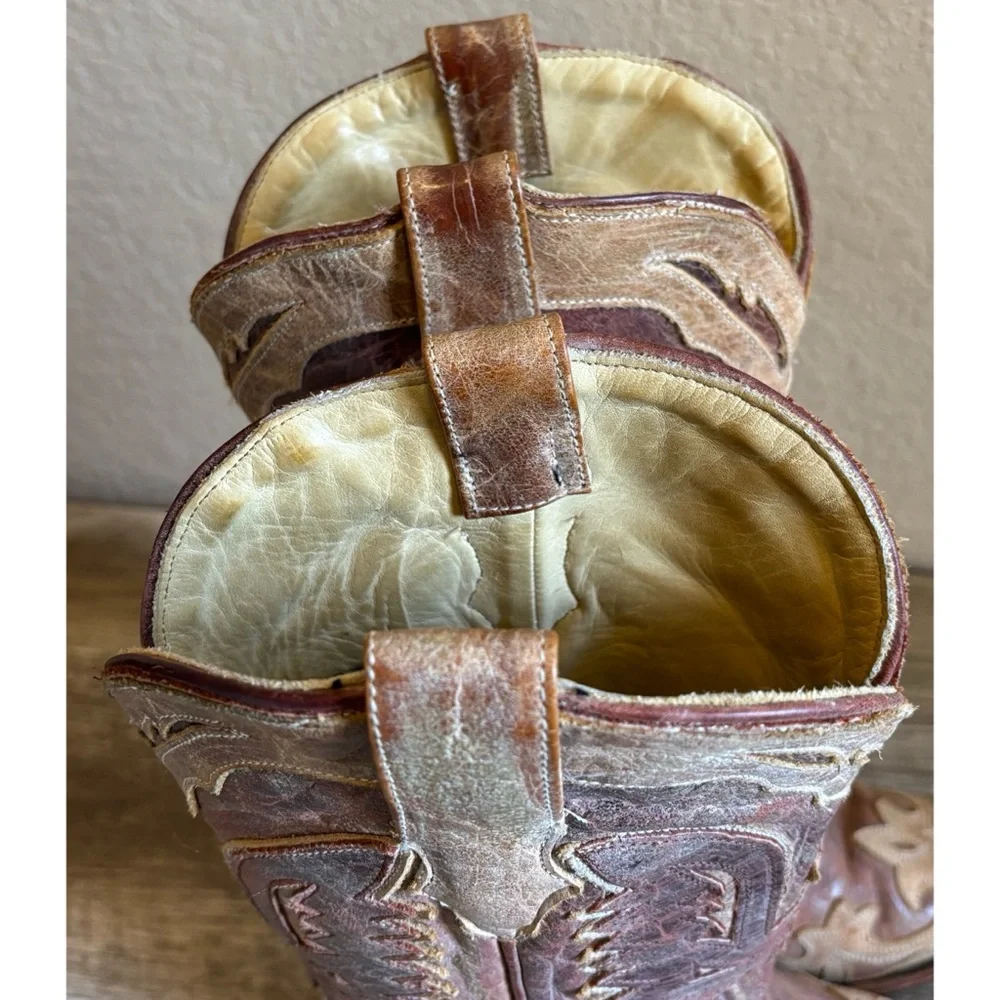 Corral Crackle Distressed Antique Saddle Western Womens Cowboy Boots - Picture 10 of 15